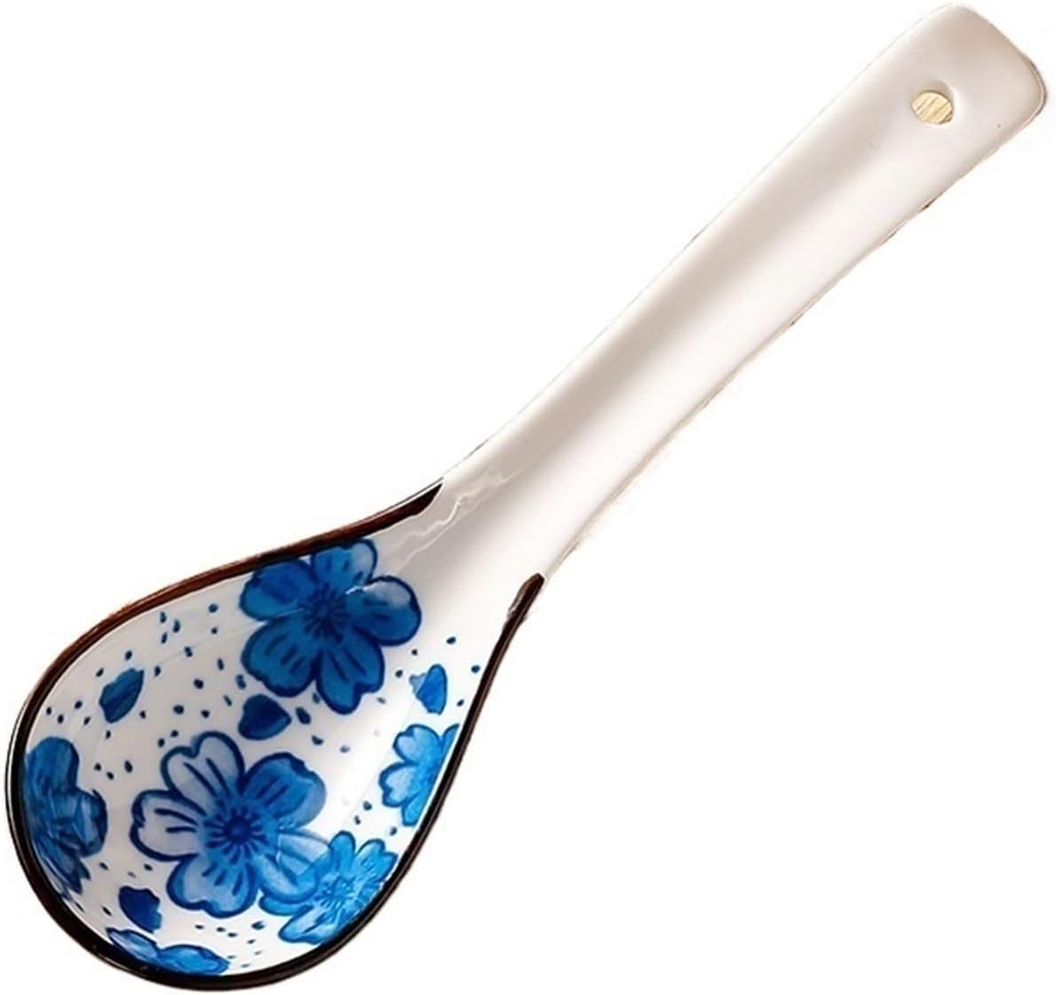 Soup Spoon Ceramic Spoons Set of 4 Asian Ladle Porcelain Japanese Ice Cream Scoop(J)