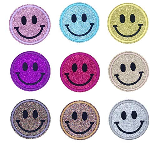 XPOOS 9 Stück Aufbügelflicken Kinder, Flicken Patches für DIY zum Aufbügeln Applikation Flicken Zum Aufbügeln Patch Sticker Jeans Kleidung Patches, Aufbügelflicken Kinder (Smiley Stil) Cover