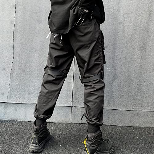 Men's Jogger Pants Punk Cargo Baggy Techwear Hip Hop Harem Pants Streetwear Tactical Track Pants Black-47 Large #TOP2
