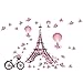 Decor MI Romance Eiffel Tower Paris Tower Butterfly Balloon Wall Decal Stickers Waterproof Removable Background Wall Art Wallpaper Decorations 39x26 inches