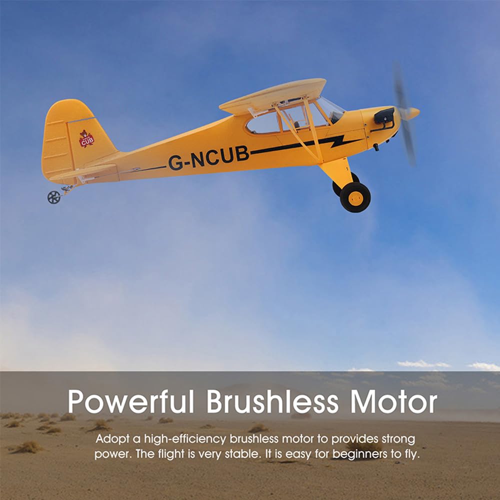 Avión RC, J3-Cub de 5 Canales Avión de Control Remoto para Adultos, Motor sin Escobillas 1406,Exteriores 3D/6G ala Fija Avion RC con Piezas Reemplazables
