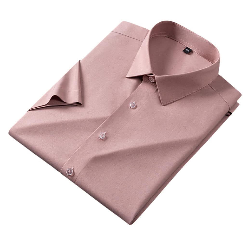 Camicie da uomo in seta elasticizzata Camicie a maniche corte da lavoro per camicie estive Top da uomo senza tasca frontale, F3025, XXL