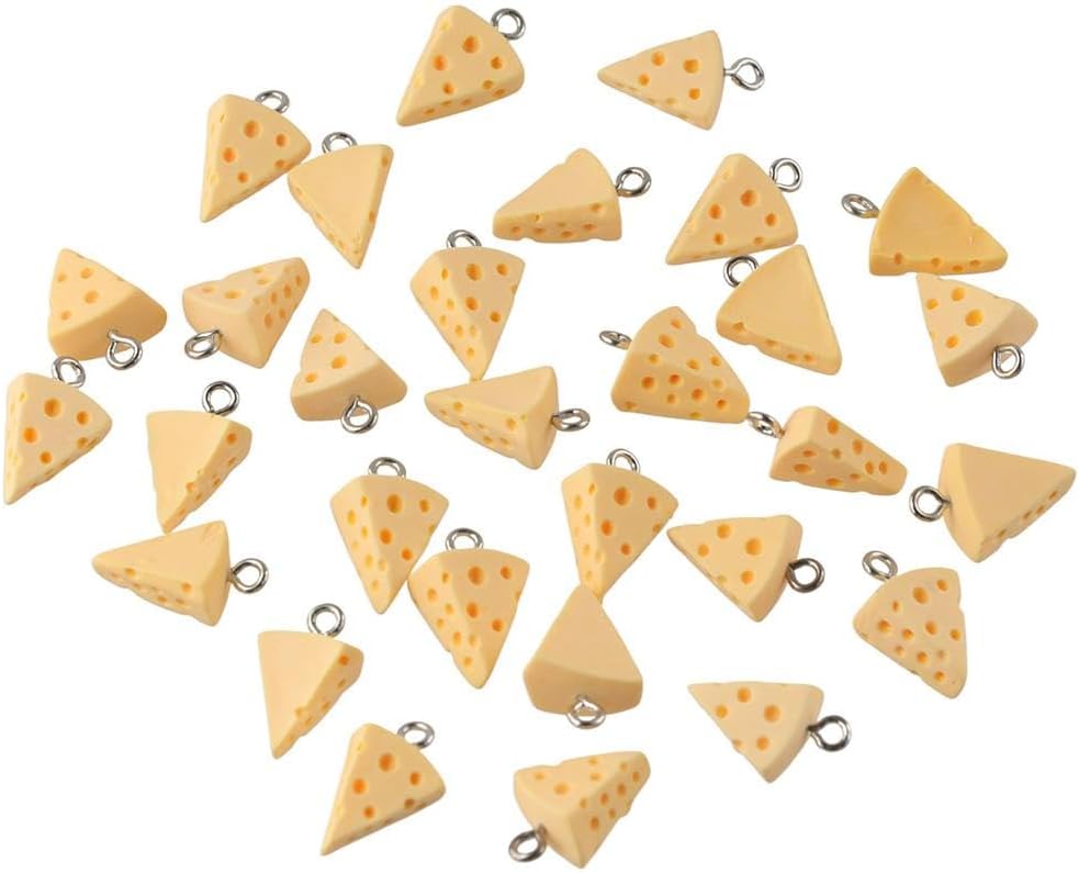 30Pcs Resin Cheese Shaped Charms,19mmx13mm Mini Food Charms for Jewelry Making Necklace Bracelet Hairpin DIY - Image 3