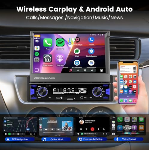 Radio para auto con pantalla táctil retráctil de 7 pulgadas miniatura 2