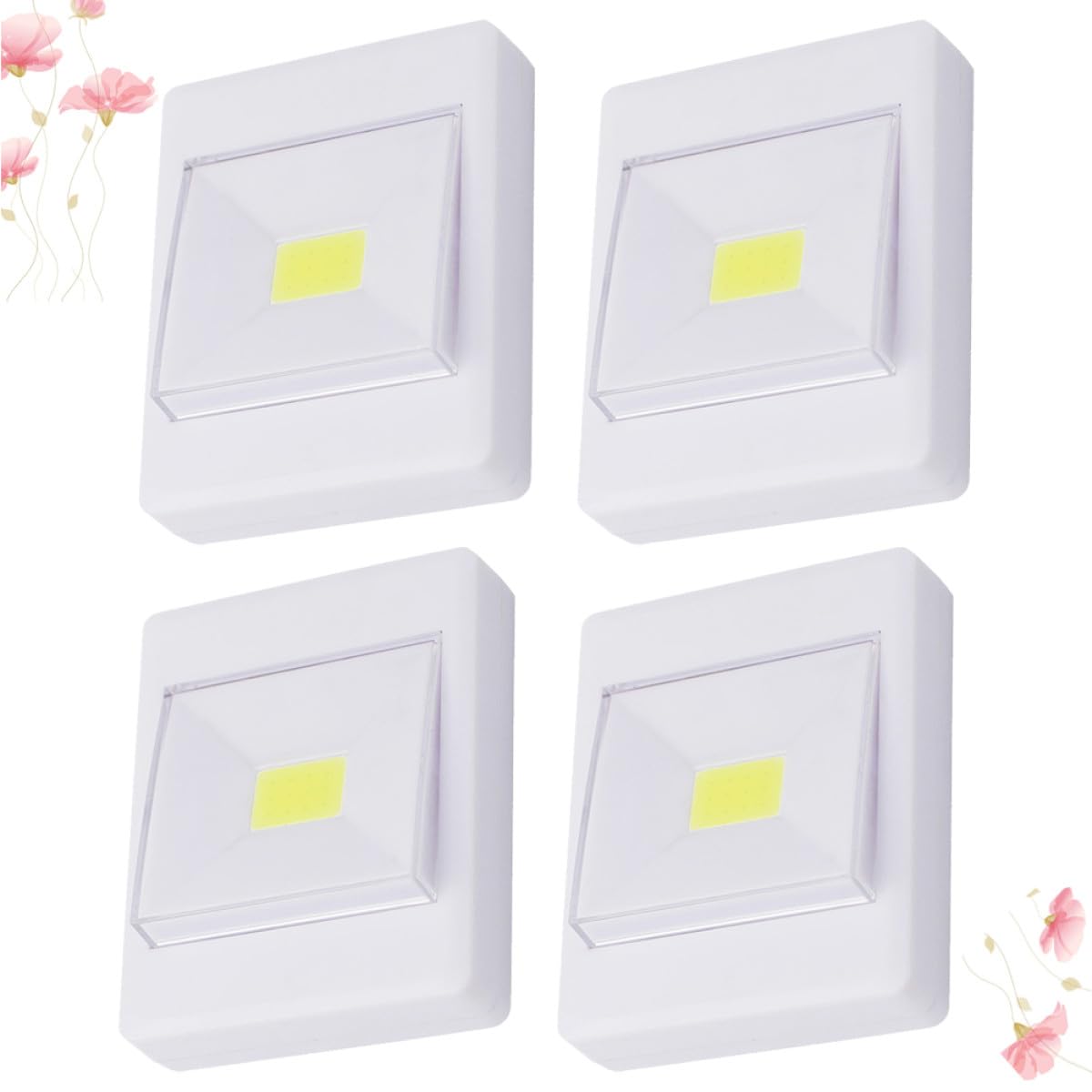 Luce LED Cob per Pensili Bianca in Plastica 4 Pezzi | Uso Interno e Scale, Luce Intensa Effetto Riposante, Confezione da 4 Pezzi Stile Casuale