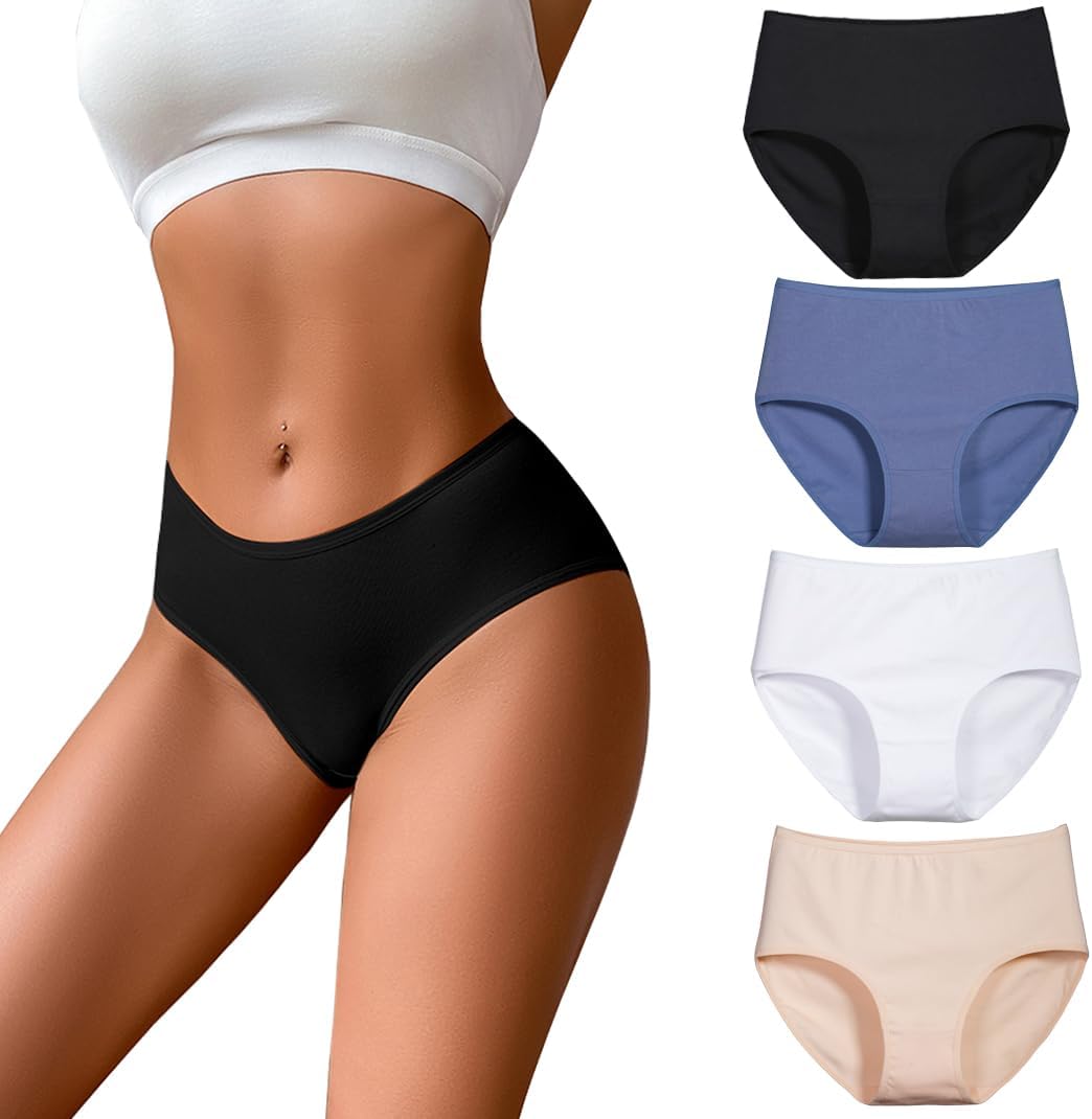 COLOMI Women Cotton Underware Full Coverage Ladies Panties Women Seamless Briefs (Reguared&Plus Size)