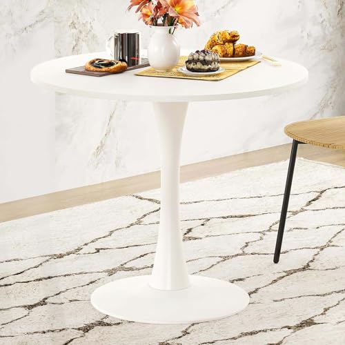 Kitchen Table for 2-4 People, Small Table with 31.5inch Round Tabletop White Tulip Table for Dining Room Cafe Pub Dinner Table