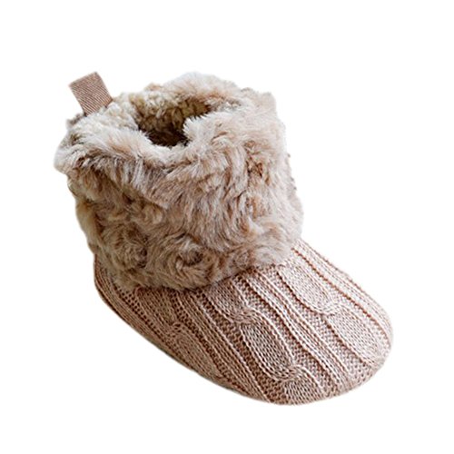 Weixinbuy Baby Girls Knit Soft Fur Winter Warm Snow Boots Crib Shoes Khaki
