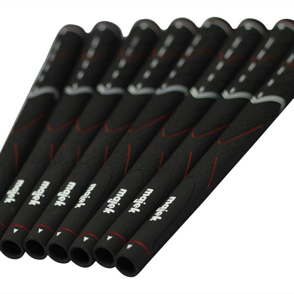 Majek Grips Senior Men's Midsize Black Golf Grip Kit (8 Grips, Tape, Clamp, Hook Blade, Instructions)
