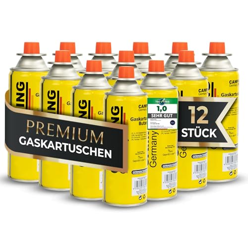 Magnum 12x Gaskartuschen 227g [Made in EU] Butangas Kartusche mit MSF-1a Ventil für Campingkocher Grill Gaskocher Gasheizung Unkrautbrenner Gaskartuschen 227 g