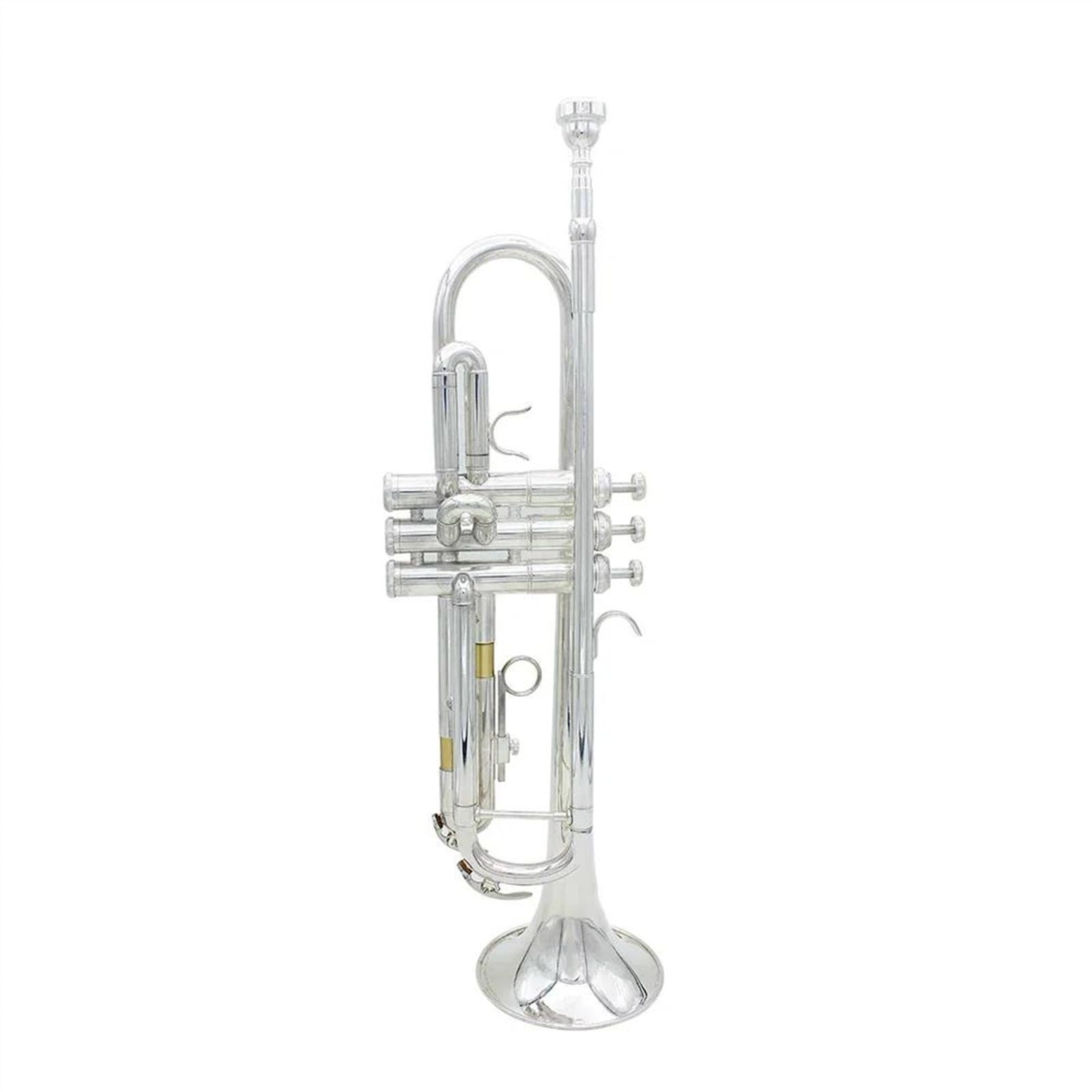 Standard Trompeten Bb-Trompete Messingkorpus Trompetenset Mit Aufbewahrungskoffer Zubehör Professionelle Blechblasinstrumente B-Dur(Silver)