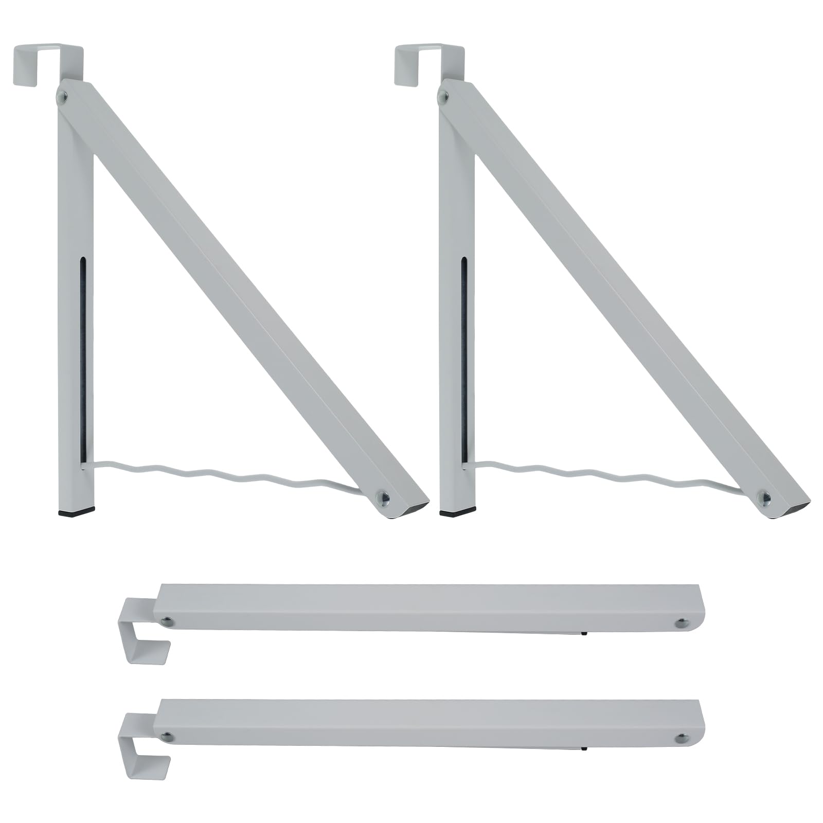 LYDODOKA 4 Pcs Over The Door Drying Rack, Foldable Over Door Hooks Hanger Laundry Hanging Organizer, Clothes Rail with 4 Groves for Clothes, Coats, Hats, Bags and Towels (Grey)