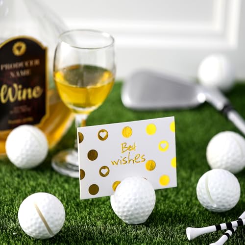 Image of Leinuosen 24 Pcs Resin Golf Base Centerpieces Place Card Holder Golf Ball Shaped Table Number Holder Name Place Photo Stand for Office Menu Events Wedding Party