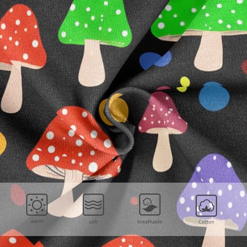 Whimsical Colorful Mushrooms Black Panties for Girl Toddler Girls Underwear Cotton Fancy Underpants Briefs 2t3