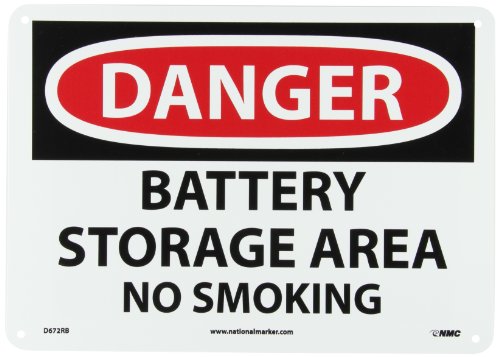 NMC - D672RB D672AB DANGER - BATTERY STORAGE AREA NO SMOKING Sign