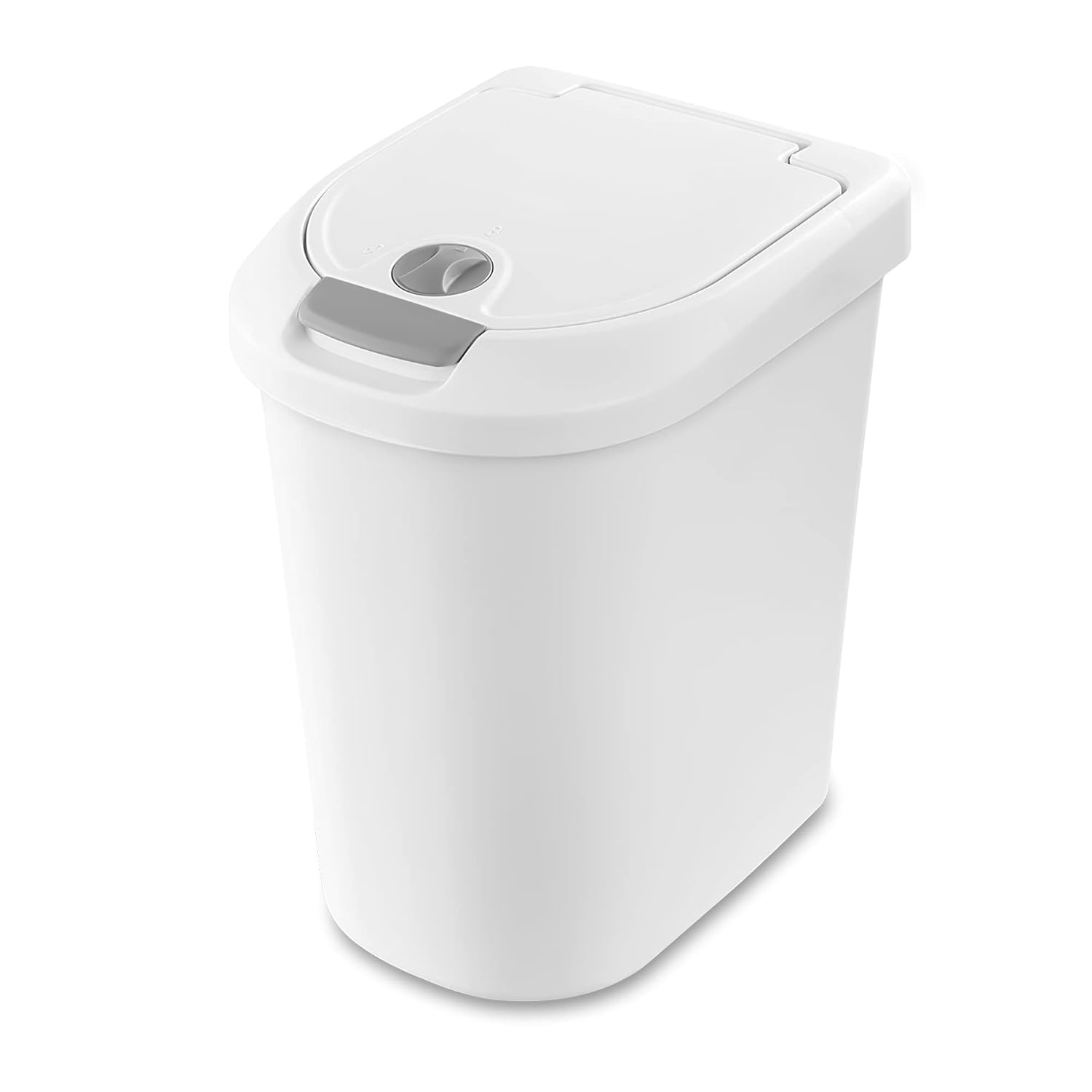 Sterilite 7.3 Gallon Touch Top Wastebasket with Secure Locking Lid for Home Kitchens
