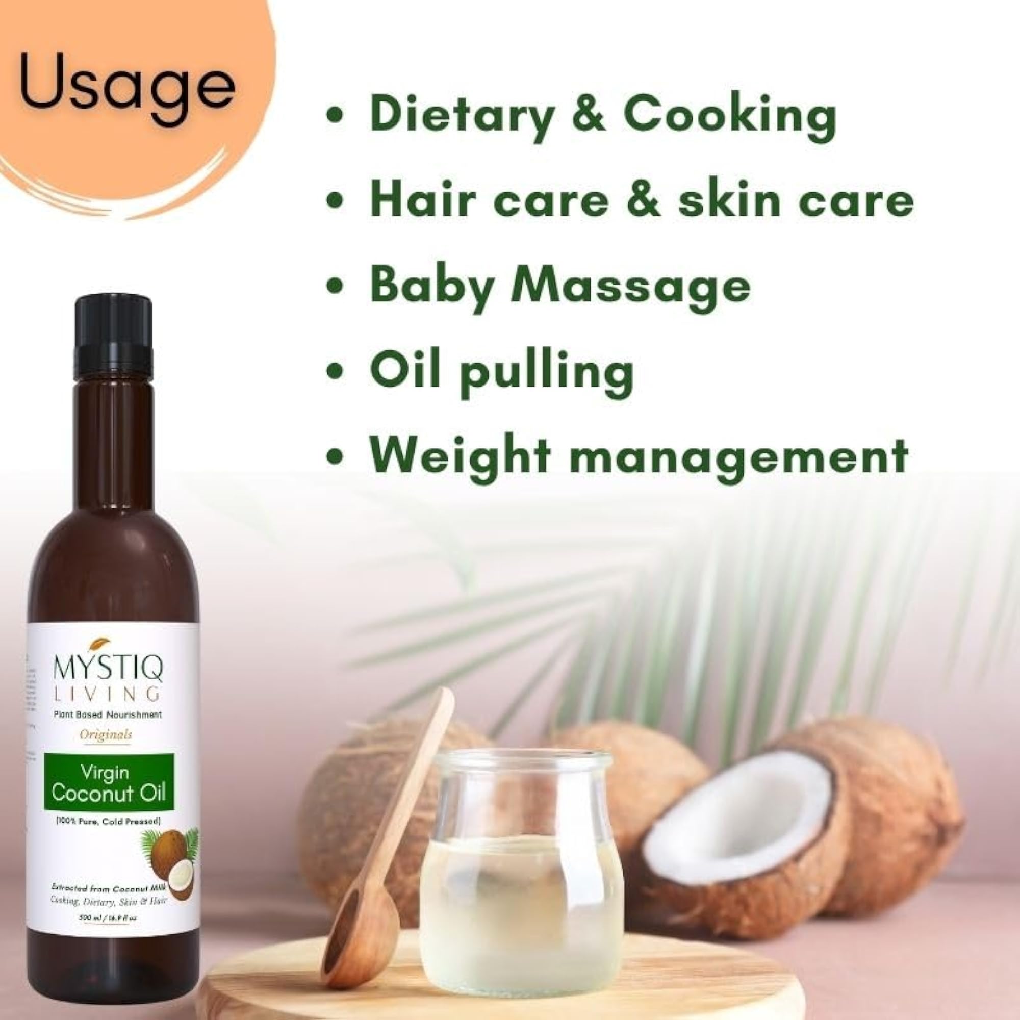 Virgin Coconut Oil for Hair and Skin, 500 ML