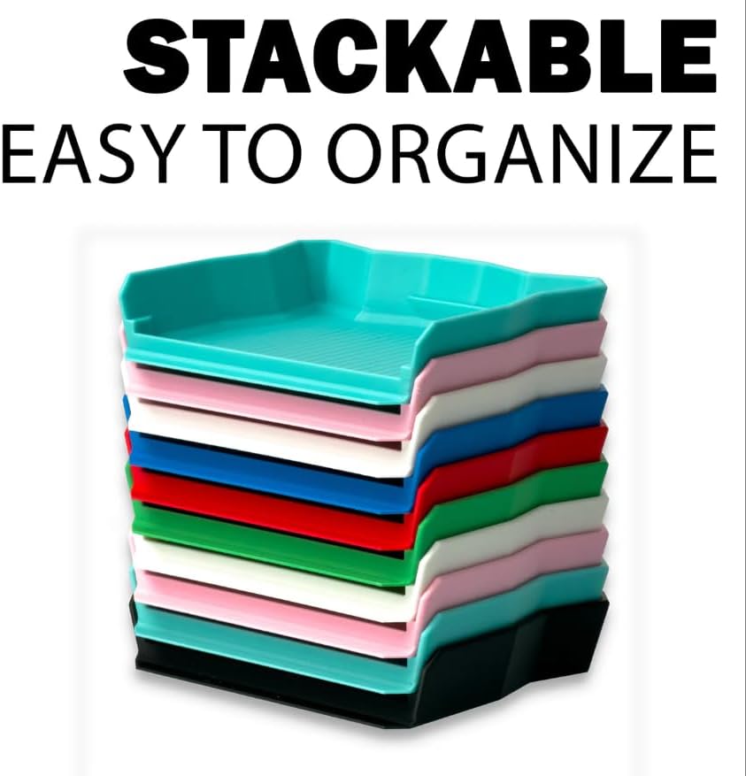 Glassboard Studio CraftCatcher (Set of 3) Craft Cleanup & Sorting Tray – Edge-Scoop Workspace Organizer for Sweeping Scraps, Beads & Diamond Painting – Blush Pink
