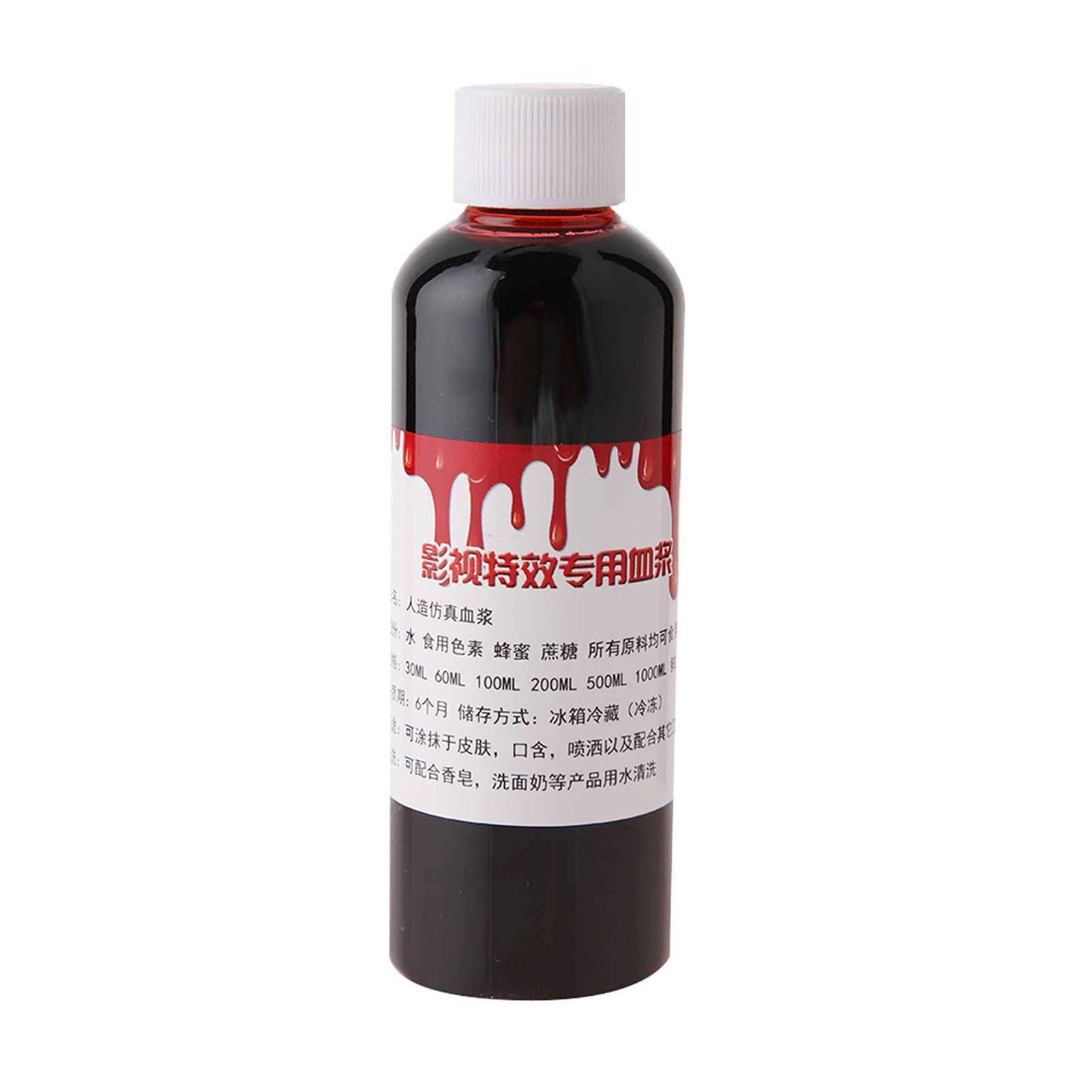 Sangre Falsa Comestible, Sangre Líquida Roja Lavable para Maquillaje de Cicatrices de Heridas de Cara de Monstruo Zombi, Maquillaje Especial para Cosplay Halloween(100ml)