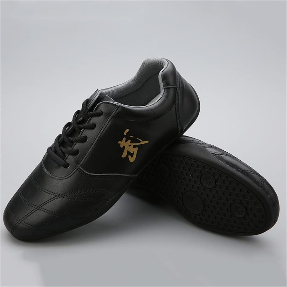 VEACAM Tai Chi Scarpe Arti Marziali, Scarpe da Ginnastica Kung Fu Wushu in Pelle per Gli Uomini delle Donne Unisex Antiscivolo Palestra Sport Allenamento Pantofola