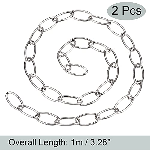 Image of MECCANIXITY Pendant Light Fixture Chain, 3.2mm Thick 1m Long Chandelier Hanging Links, Iron Electroplated, Nickle Color, Pack of 2