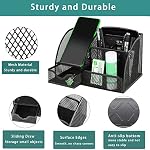 Desk Organizer, Pen Holder Desk Accessories, Metal Mesh Desk Organizers and Storage, Pencil Holder Desk Organizers Office Supplies Caddy Desk Storage with Draw for Home, Office, School (Black)