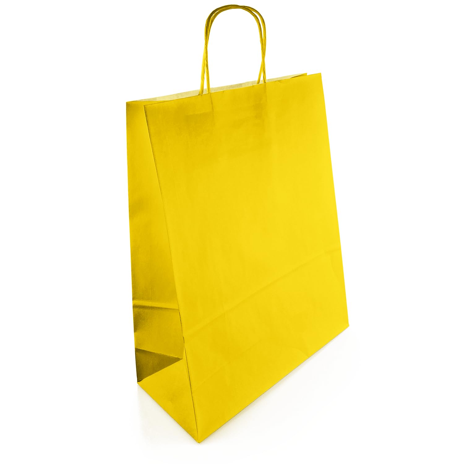 Netuno 200 torebek papierowych żółtych 25 x 11 x 32 cm z papieru typu kraft, duże torebki papierowe z uchwytami, kolorowe torebki na prezenty, torebki na prezenty, torebki papierowe, duże torebki