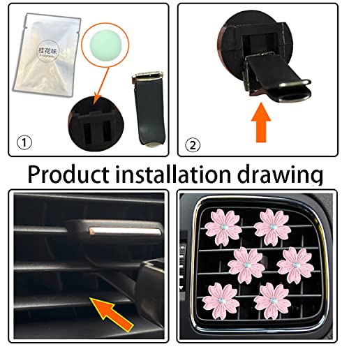 Image of Cute Daisy Air Vent Clips, 6 Pcs Flower Car Air Fresheners Vent Clips Car Diffuser Vent Clip Charm Car Decoration for Women Cute Car Interior Decor Flower Car Accessories + Sunflower Mask Hook (Pink)