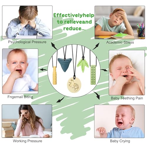 MISSLILI Sensory Chew Necklaces for Aggressive Chewers - Silicone Chewelry for Autism, ADHD, Oral Motor Therapy & Baby Teething - Dinosaur (BPA-Free, Textured Surface) - Image 6