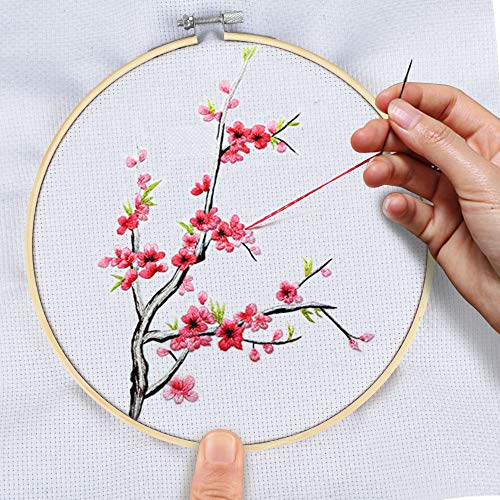 Elucku Borduurset starter, kruissteekgereedschapset, borduurset, beginners, design met 100 kleurdraden, 5 bamboe… - Afbeelding 8