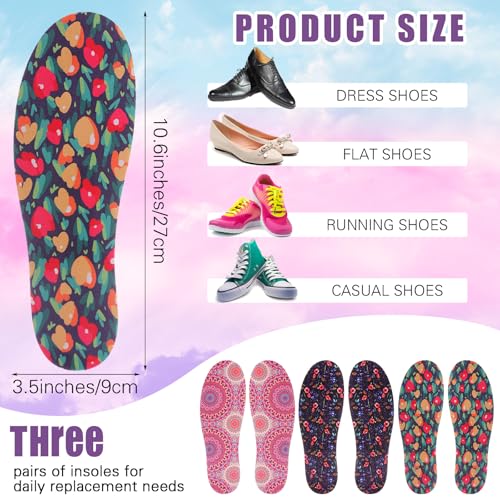 Image of 3 Pairs No Show Socks Sockless Shoe Liner Washable Barefoot Shoe Insoles No Slipping Inserts(Delicate Style)
