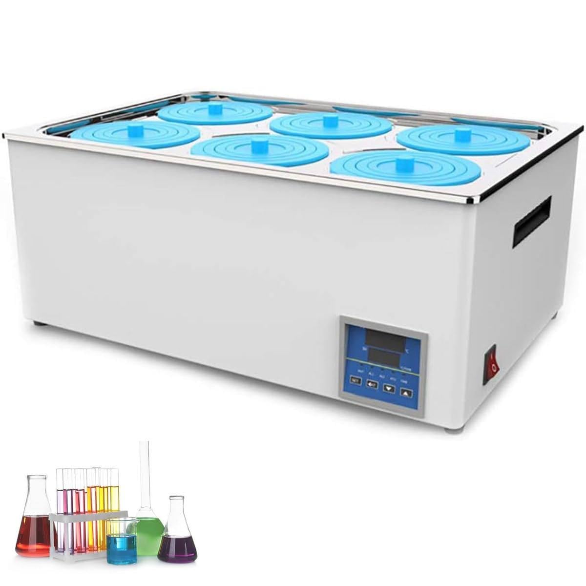 Digital Thermostatic Water Bath - 1/2/4/6 Hole Electric Laboratory Water Bath with Timing Function, for Heated Canning and Lab Equipment Use.(6Hole)
