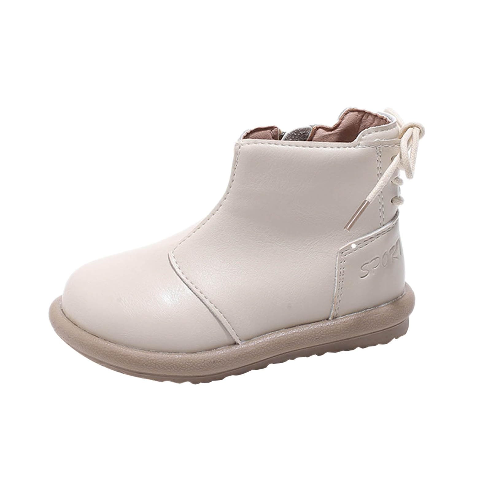Scarpe argento e inverno Children Boots Boys And Girls Ankle Boots Thick Soles Non Slip Side Zippers Solid Color Simple British Style Stivali invernali 32