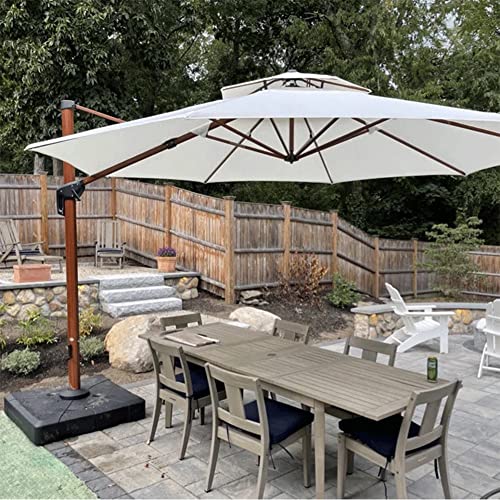 PURPLE LEAF 13ft Patio Umbrella Outdoor Round Umbrella Large Cantilever Umbrella Windproof Offset Umbrella Heavy Duty Sun Umbrella for Garden Deck Pool Patio, Cream