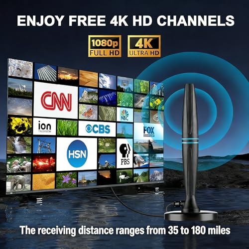 Image of TV Antenna for Local Channels, TV Antenna for Smart TV Indoor -18ft Cable | Support 4K 1080p with Signal Booster for Local Channels, Long Range Reception(Dark Grey)
