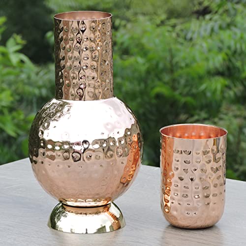Pure Copper Bed Side Carafe for Ayurveda Health Benefits - 1000 Ml Capacity - Image 4