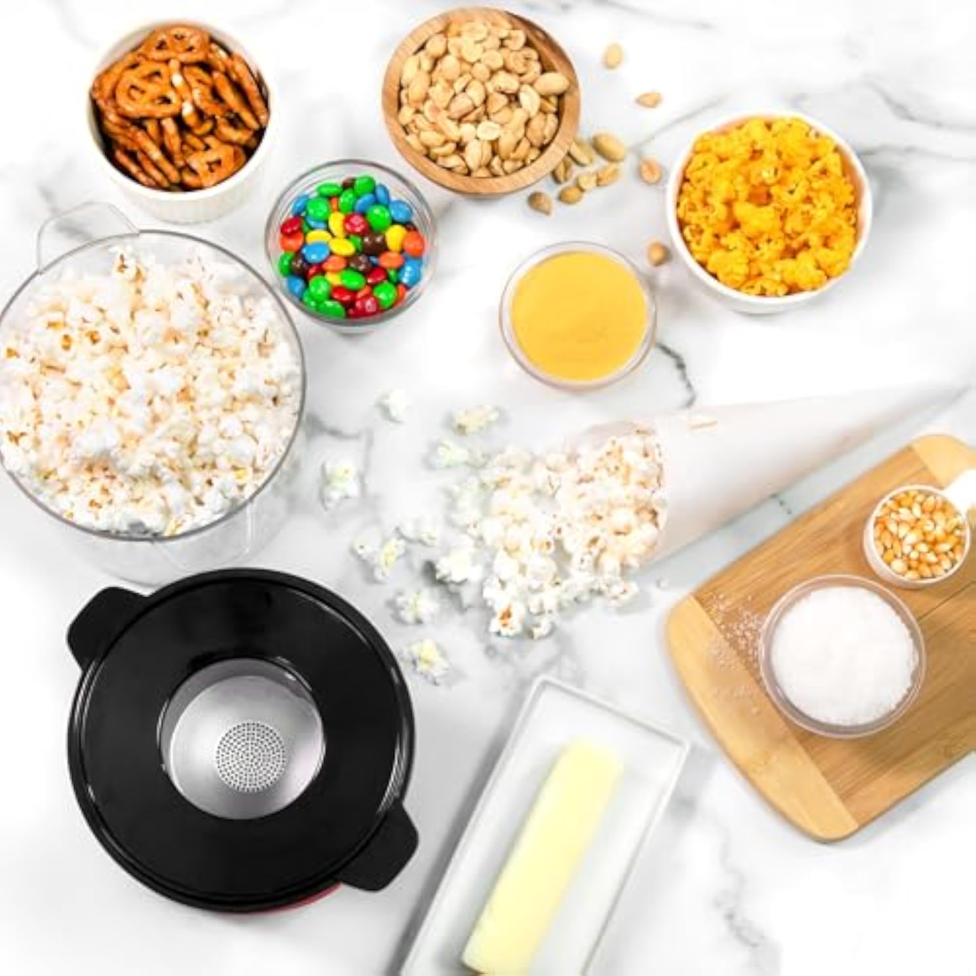 Hot Air Popcorn Maker with 8 Cups, Bowl and Lid