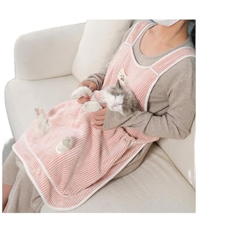 猫用ペット抱っこエプロン ペット 寝袋 抱っこ用エプロン ポケット ペット猫寝袋 猫用ペット 猫用ハーネス 小型犬エプロン ハーネス 猫を胸に抱くエプロン 猫が爪を切るとき 傷防止 調節可能 猫寝袋 多機能 屋内屋外旅行用 (ピンク)