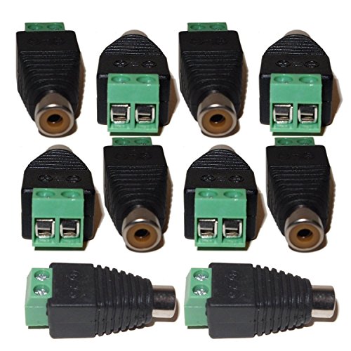 Evertech 10pcs UTP Cat5 Cat6 Cable to AV Phone RCA Female Plug to AV Audio/Video Screw Terminal Connector Adapter