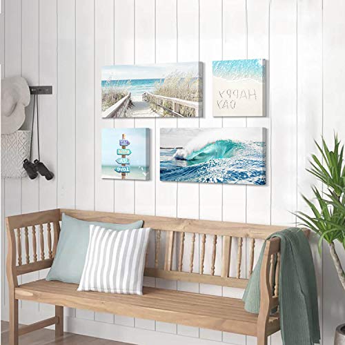 ARTISTIC PATH Beach Ocean Canvas Wall Art: Ocean Wave & Pathway and Beach Relax Signs Giclee Prints Artwork Picture for Bedroom(Overall 36" W x 24" H, Multi-Sized) - Image 4