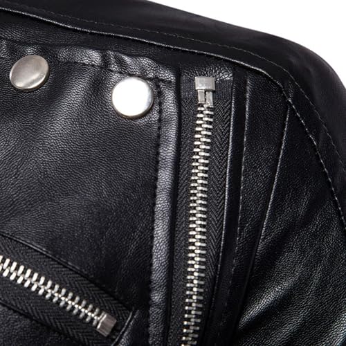 Chaqueta de cuero con cierre para hombre, estilo bomber miniatura 3