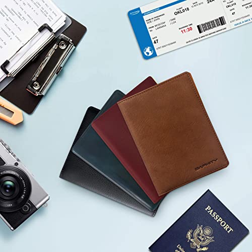 Genuine Leather Passport Holder Cover - Case Rfid Blocking Real Leather Passport Wallet With Zipper Slot Fit For 4 X 3 Inches Immunization Record Card (Red-Brown) #TOP5
