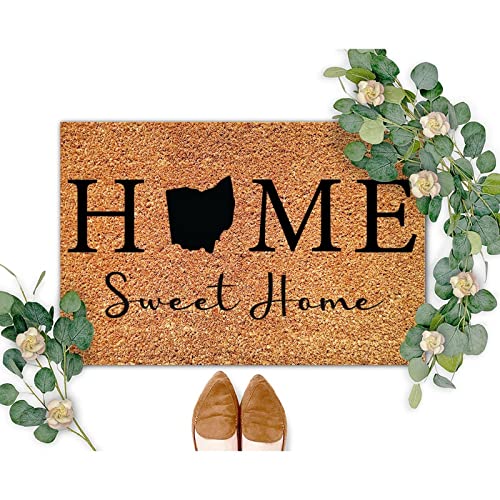 Home Ohio Sweet Home Coir Doormat Family Quote Rectangular Door Mats Funny Thick Durable Non Slip Welcome Mat For Outside Home High Traffic Area Housewarming Gift 24X36In #TOP4