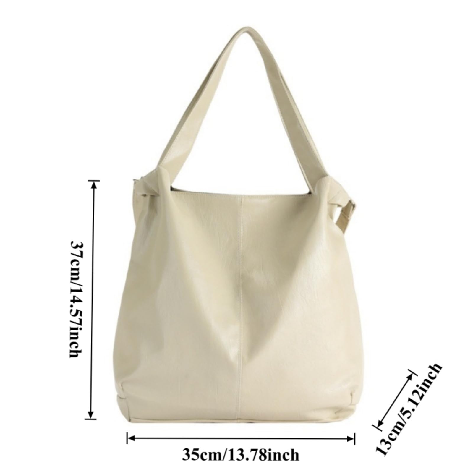 Kosmetiktasche Frauen Weiche Leder Stil Tote Tasche, Große Kapazität Retro Schulter Handtasche, Pendler Crossbody Tasche Für Den Einkauf Täglich-beige