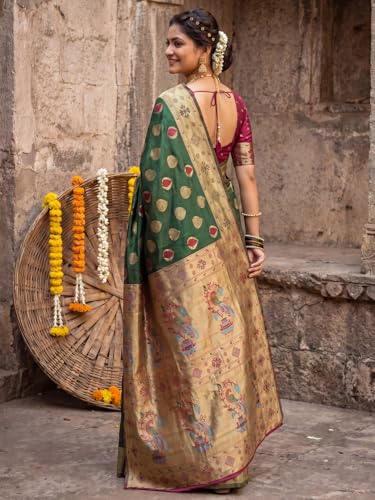 Image of AKHILAM Women's Kanjivaram Pure Soft Silk Saree For Women Saree With Unstitched Blouse Piece |Soft banarasi saree for women|silk saree pure silk