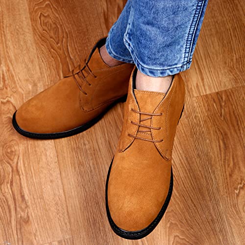 Image of LOUIS STITCH Men's Italian Suede Leather Boots British Chukka Style Handmade High Ankle Boot for Men Biking Hiking (SU-CK)