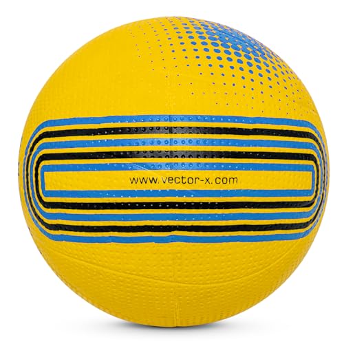 Image of Vector X Spike 2.0 Rubber Moulded Indoor Outdoor Volleyball +Free Air Needle| Suitable for Practice, Training Beach Play Butyl Bladder Ball for Adults Boys Kids Size 4 (Spike 2.0, Yellow-Blue)