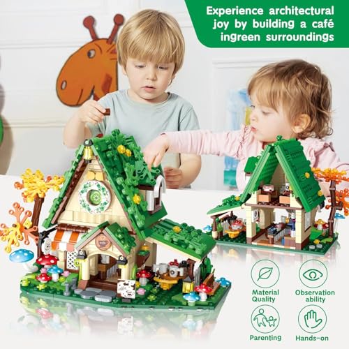 Image of SKY LINE OCEAN Forest Cafe House Toy Building Set 608+ Pcs with LED Lights for Girls, Dream Forest Theme House Friends Building Blocks Playset, Gift for Kids & Adults | 5 Year Structural Warranty