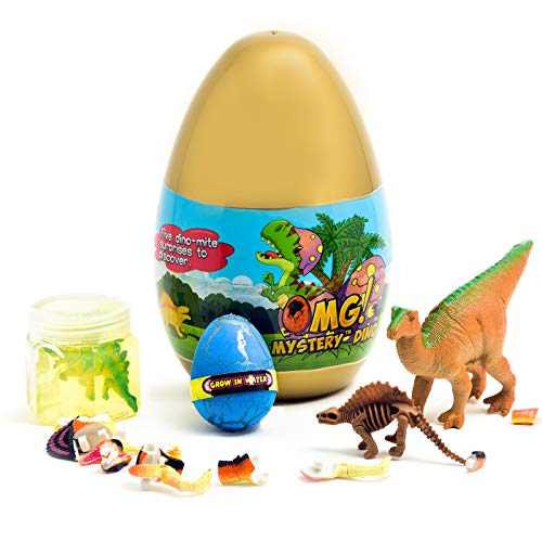 O.M.G! Jurassic Dinosaur 5 Surprise Dino Egg Both Educational and Fun Filled with Puzzles, Figures, Slime, Fossils and More!