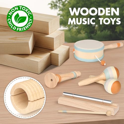 Musikinstrumente für Kinder Kinderspielzeug ab 2 Jahre Holzspielzeug Baby Schlagzeug Kinder Trommel Percussion Instrumente Musikinstrumente Baby Montessori Spielzeug ab 3 Jahre